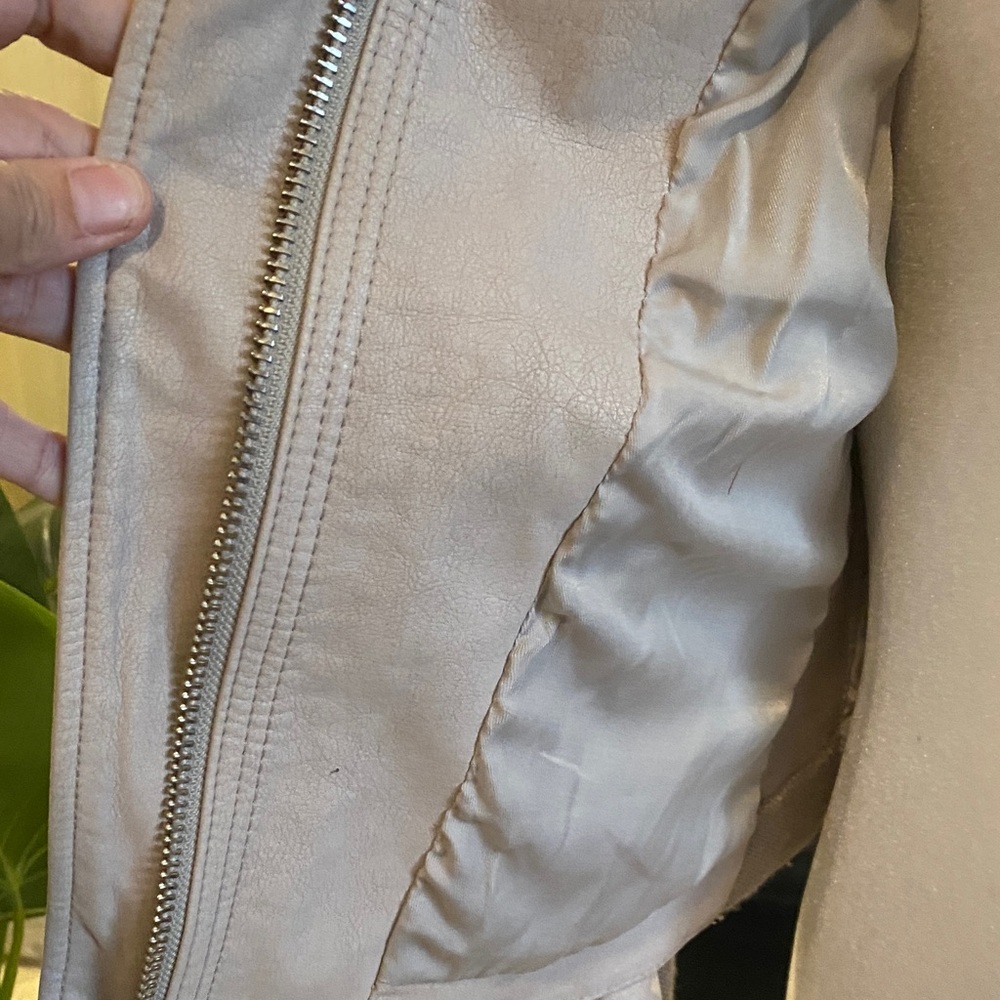 Free People Vegan Leather Moto Jacket Taupe Women’s Small - Picture 8 of 15